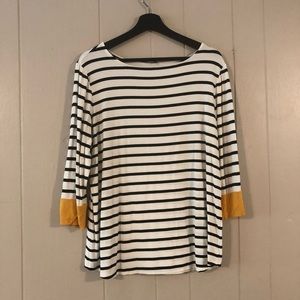 Womens black/cream stripe shirt with cuff detail